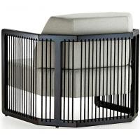 Poltrona Com Braço Mava Algodão Branco Madeira Amêndoa Corda Plana Poliéster Preta - 3