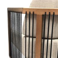 Poltrona Com Braço Mava Algodão Bege Madeira Cedro Corda Plana Poliéster Preta - 3