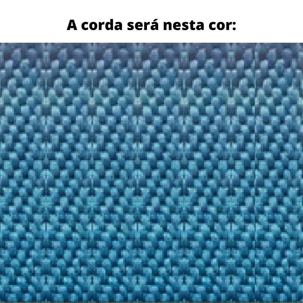 Poltrona Com Braço Mava Algodão Azul Madeira Cedro Corda Plana Poliéster Azul - 4