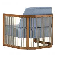 Poltrona Com Braço Mava Algodão Azul Madeira Cedro Corda Plana Poliéster Azul - 7