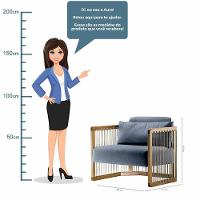 Poltrona Com Braço Mava Algodão Azul Madeira Cedro Corda Plana Poliéster Azul - 8