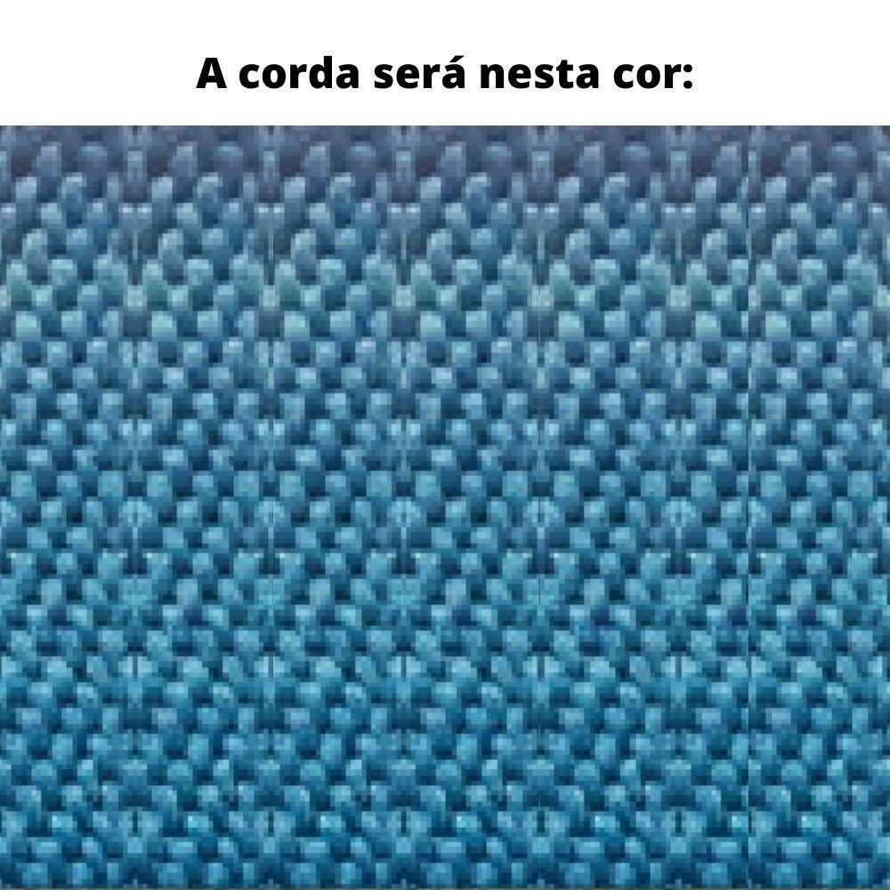 Poltrona Com Braço Saibi Algodão Azul Madeira Cedro Corda Plana Poliéster Azul - 6