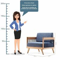 Poltrona Com Braço Saibi Algodão Azul Madeira Cedro Corda Plana Poliéster Azul - 3