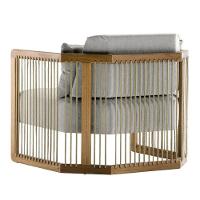 Poltrona Com Braço Mava Algodão Cinza Madeira Cedro Corda Plana Poliéster Duna - 3