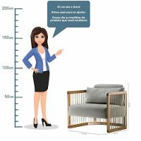 Poltrona Com Braço Mava Algodão Cinza Madeira Cedro Corda Plana Poliéster Duna - 7