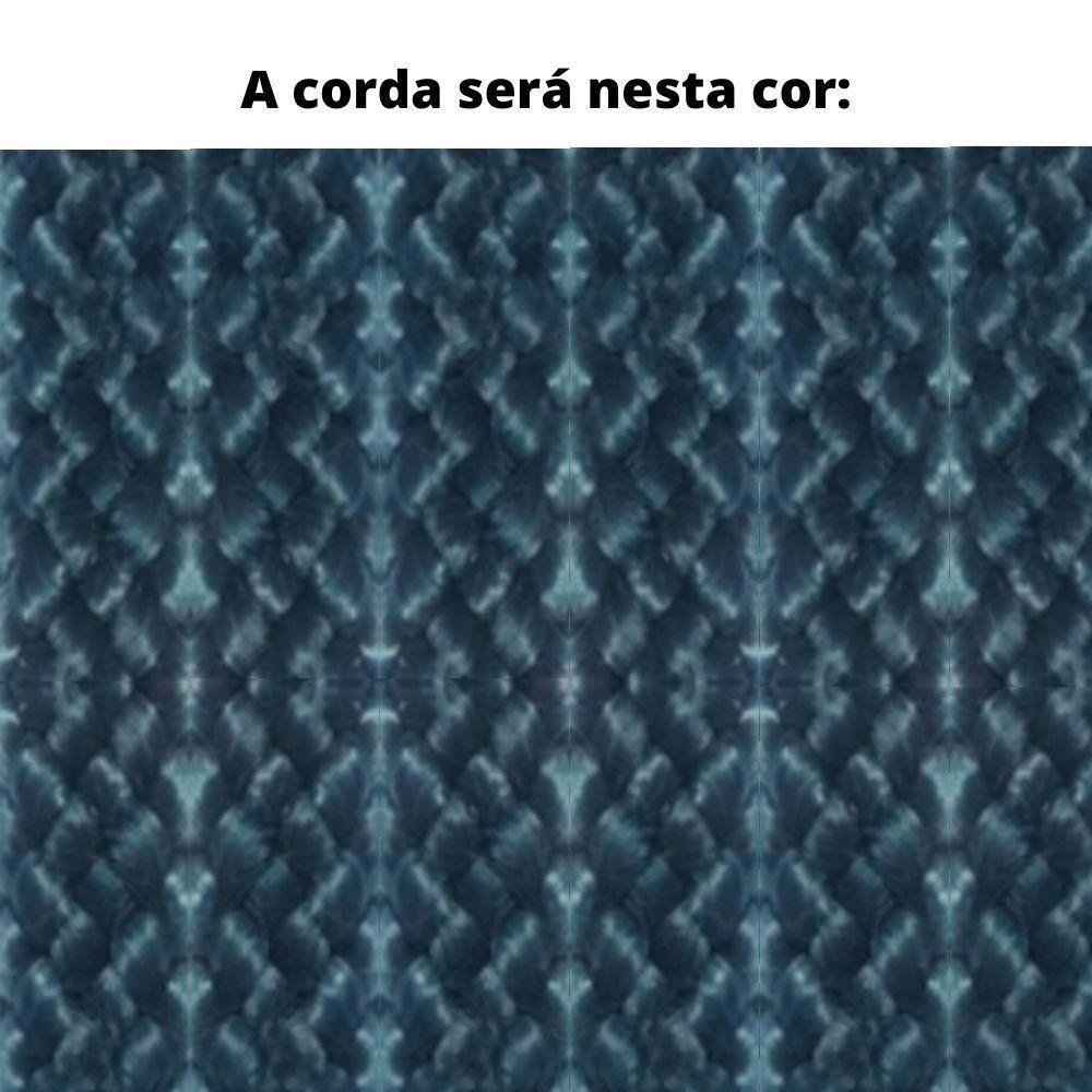 Poltrona Com Braço Luck Algodão Impermeável Azul E Branco Madeira Cedro Corda Plana Poliéster Azul - 4