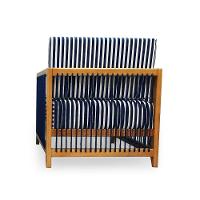 Poltrona Com Braço Luck Algodão Impermeável Azul E Branco Madeira Cedro Corda Plana Poliéster Azul - 3