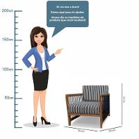 Poltrona Com Braço Luck Algodão Impermeável Azul E Branco Madeira Cedro Corda Plana Poliéster Azul - 7