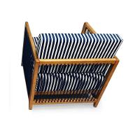 Poltrona Com Braço Luck Algodão Impermeável Azul E Branco Madeira Cedro Corda Plana Poliéster Azul - 8