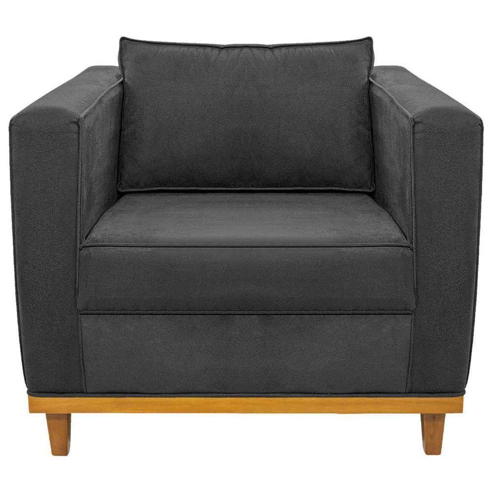 Poltrona Decorativa Europa Linho Chumbo - 5