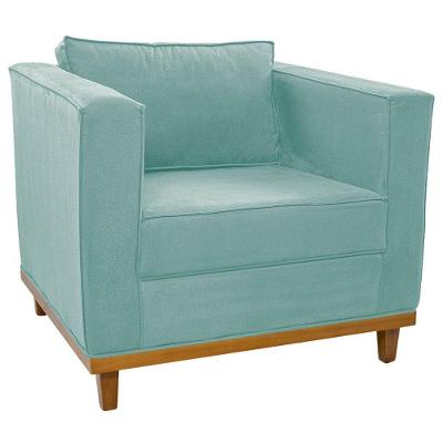 Poltrona Decorativa Europa Suede Azul Tiffany