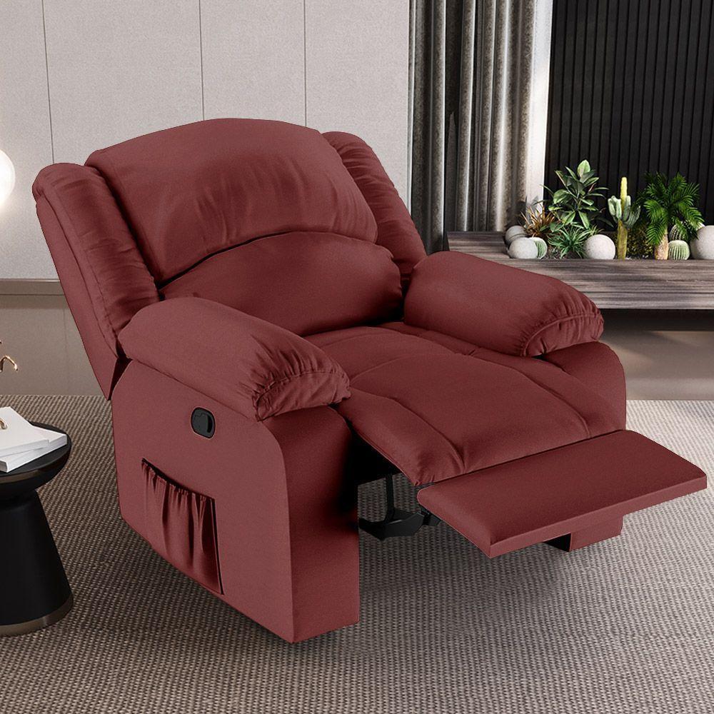 Poltrona Do Papai Reclinável Sala De Cinema Madrid Manual Pu Vermelho G23 - 1