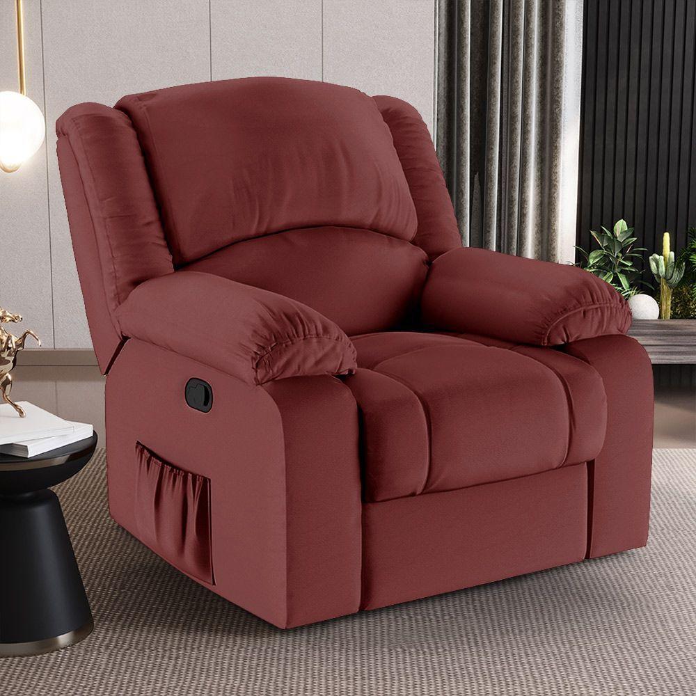 Poltrona Do Papai Reclinável Sala De Cinema Madrid Manual Pu Vermelho G23 - 4