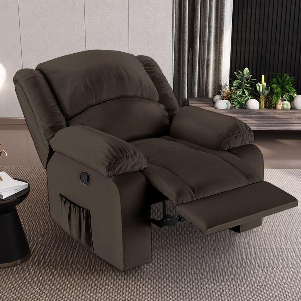 Poltrona Do Papai Reclinável Sala De Cinema Madrid Manual Pu Marrom G23 - 1