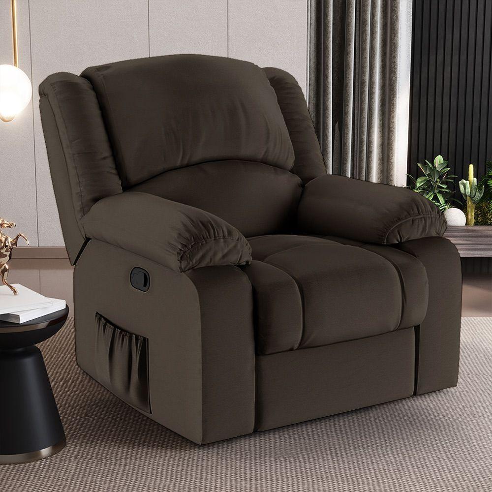 Poltrona Do Papai Reclinável Sala De Cinema Madrid Manual Pu Marrom G23 - 4