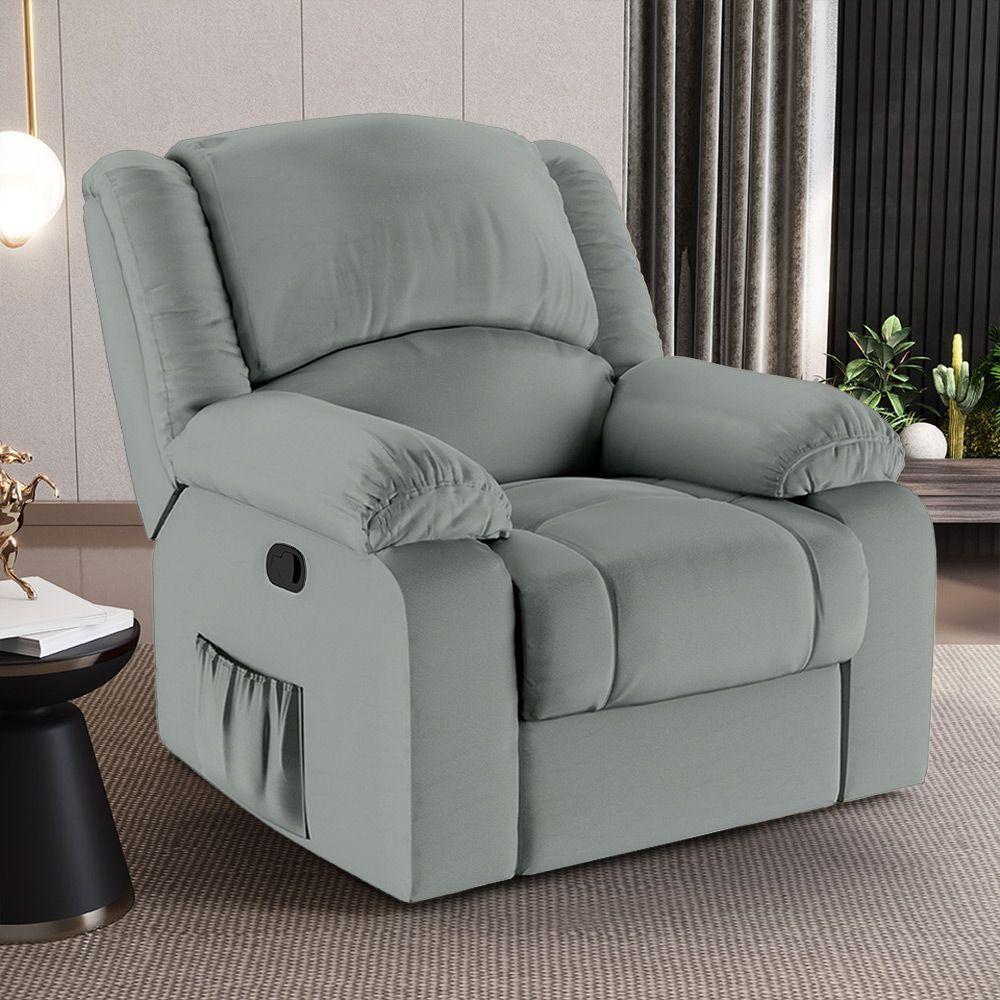 Poltrona Do Papai Reclinável Sala De Cinema Madrid Manual Pu Cinza G23 - 4