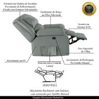 Poltrona Do Papai Reclinável Sala De Cinema Madrid Manual Pu Cinza G23 - 7