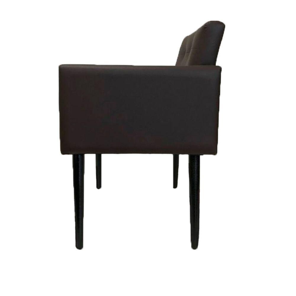 Poltrona Luca Plus Ideal Sala De Recepção Em Tecido Sintético - Marrom - Cor: Marrom - 3