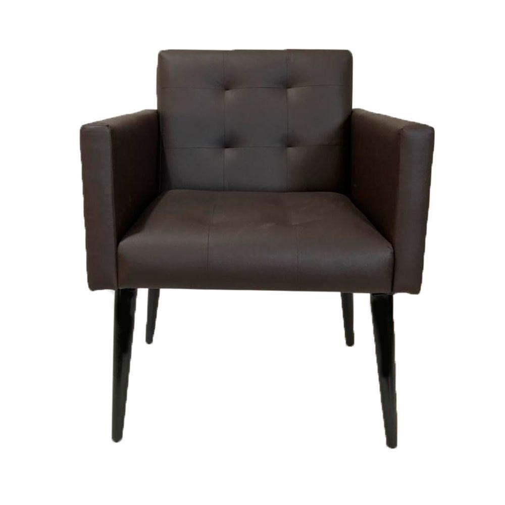 Poltrona Luca Plus Ideal Sala De Recepção Em Tecido Sintético - Marrom - Cor: Marrom - 4