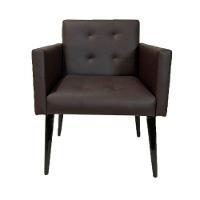 Poltrona Luca Plus Ideal Sala De Recepção Em Tecido Sintético - Marrom - Cor: Marrom