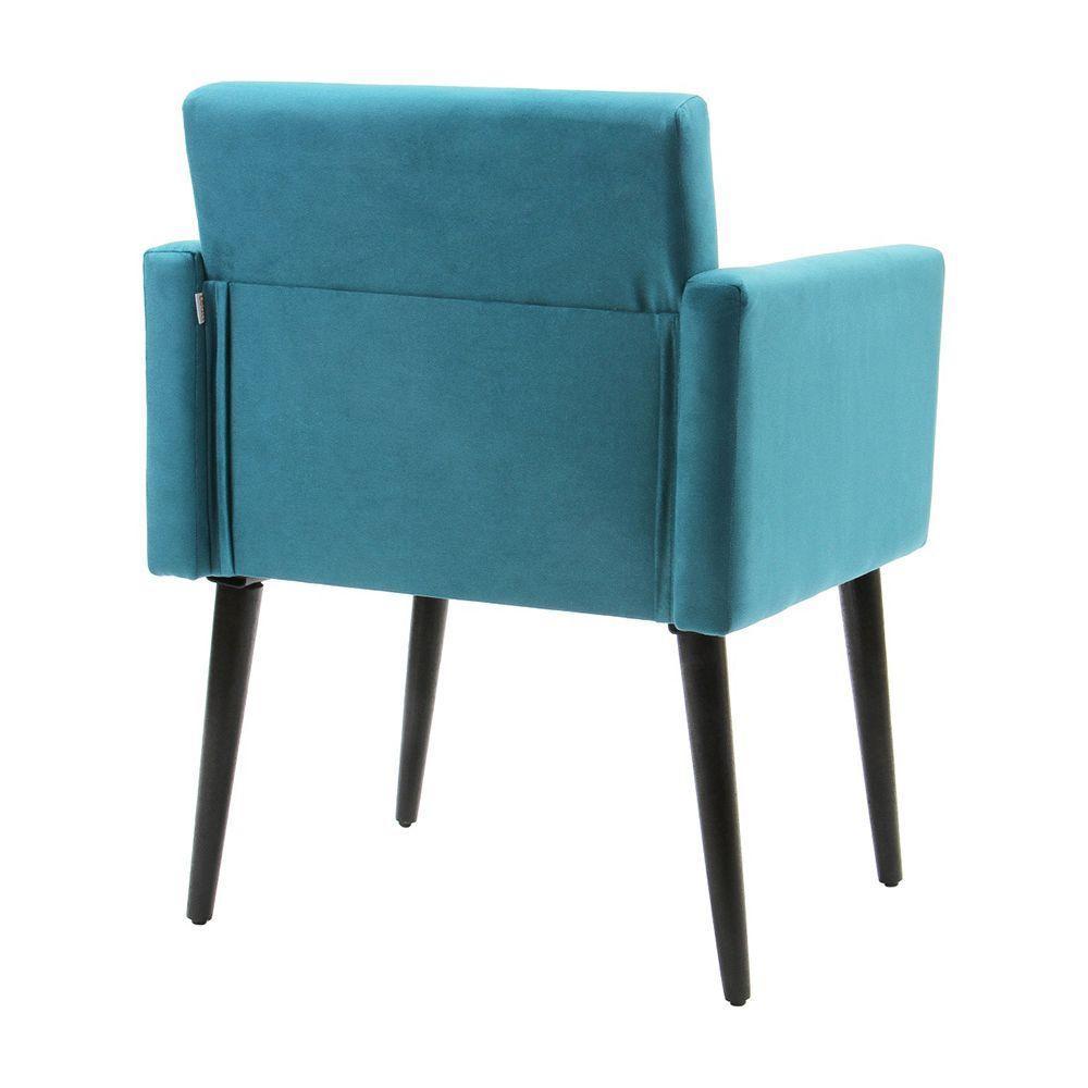 Poltrona Luca Para Sala De Recepção Em Suede - Azul Turquesa - Cor: Azul - 3