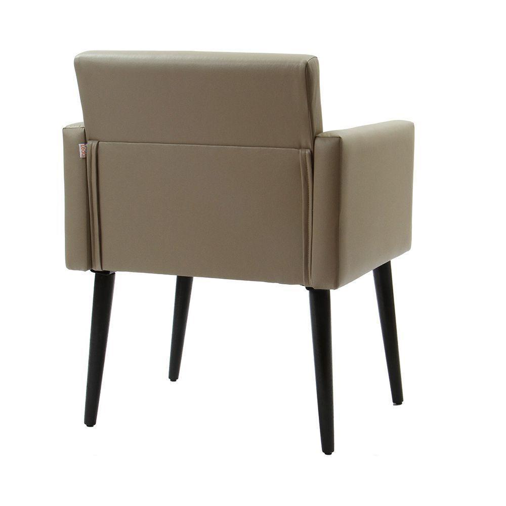 Poltrona Luca Para Sala De Recepção Em Tecido Sintético - Bege - Cor: Bege - 3