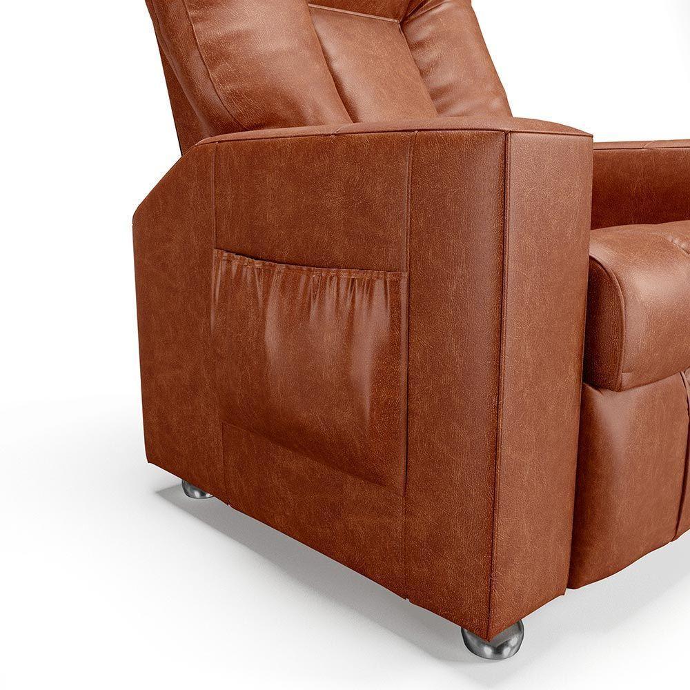 Poltrona Do Papai Reclinável Sala De Cinema Pequim Manual Pu Camel G23 - Gran Belo - 2