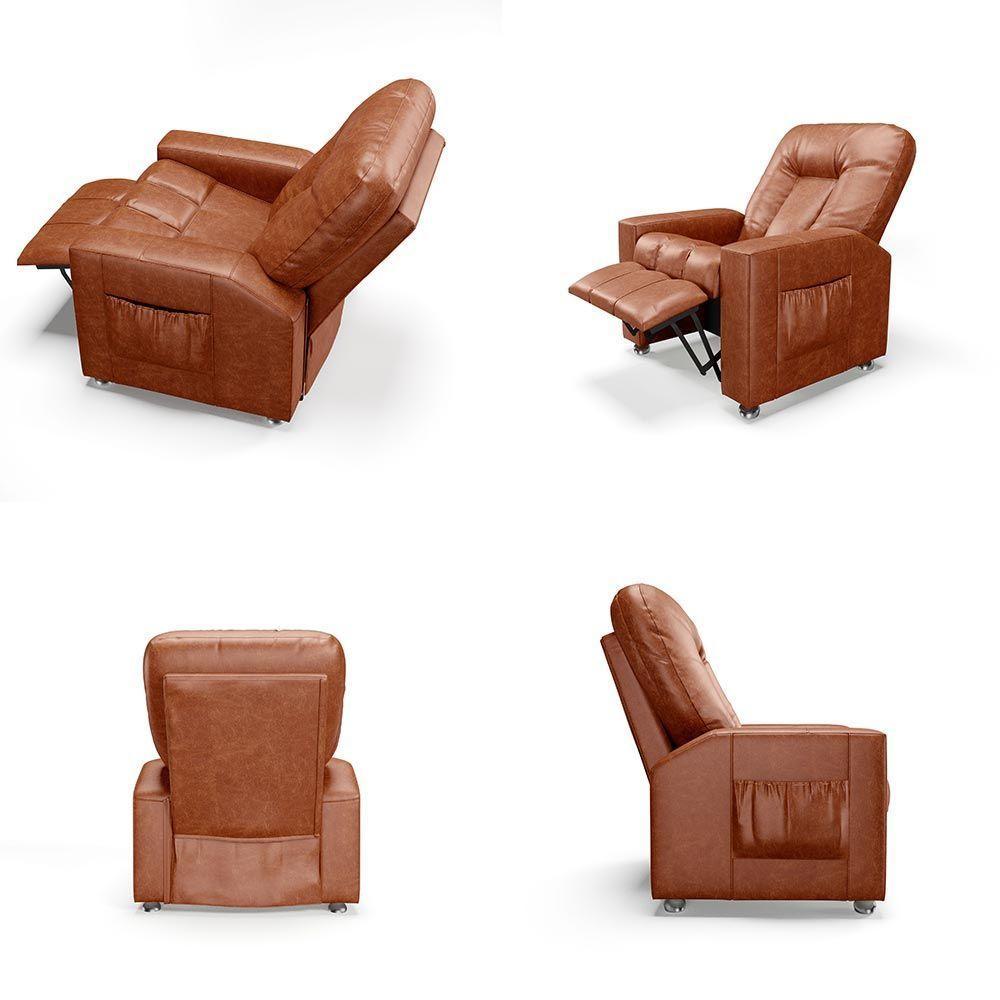 Poltrona Do Papai Reclinável Sala De Cinema Pequim Manual Pu Camel G23 - Gran Belo - 3