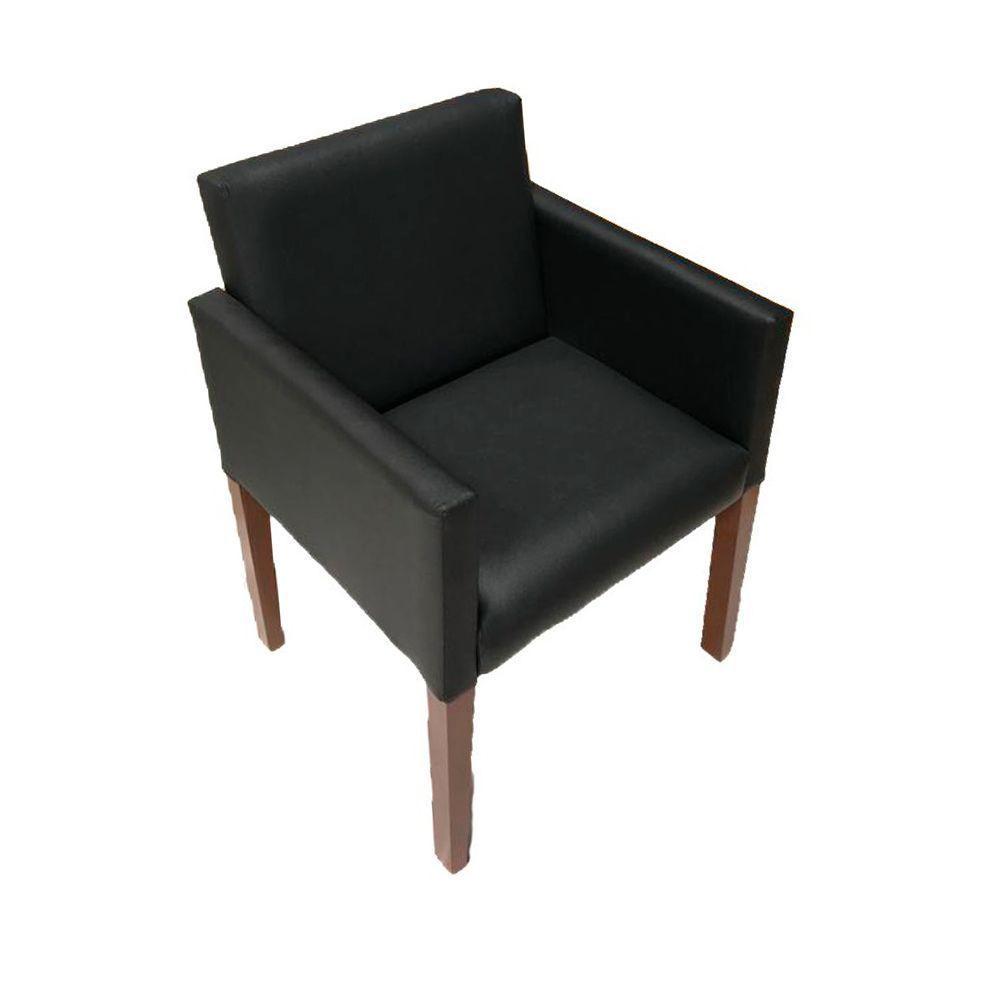 Poltrona Nina Executiva Para Sala De Recepção Em Tecido Sintético - Preto - Cor: Preto - 1