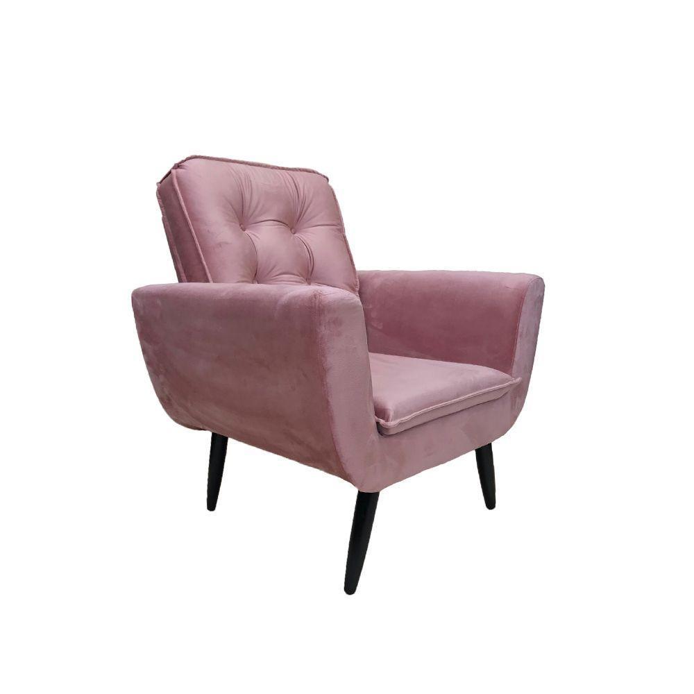 Poltrona Saturno Para Sala De Estar Quarto Escritório Tecido Suede - Rosa - Cor: Rosa - 1
