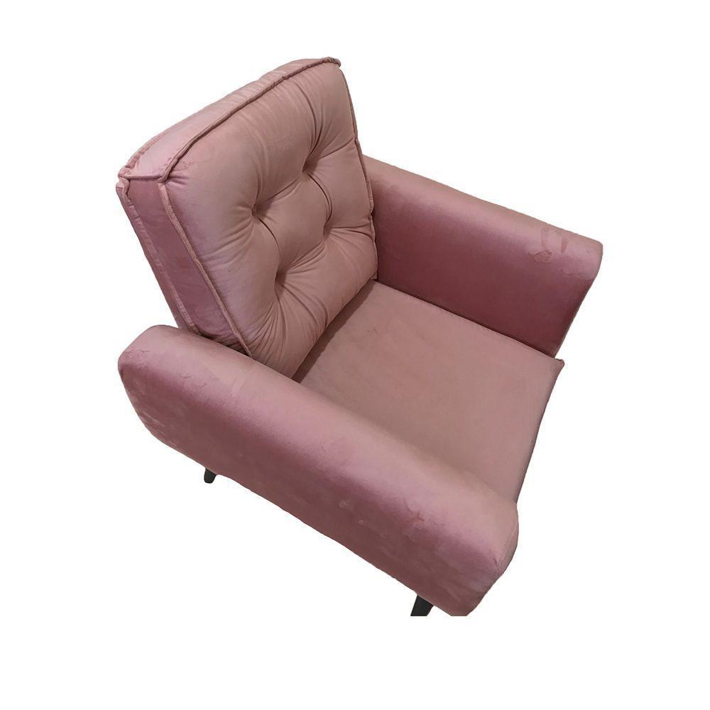 Poltrona Saturno Para Sala De Estar Quarto Escritório Tecido Suede - Rosa - Cor: Rosa - 3