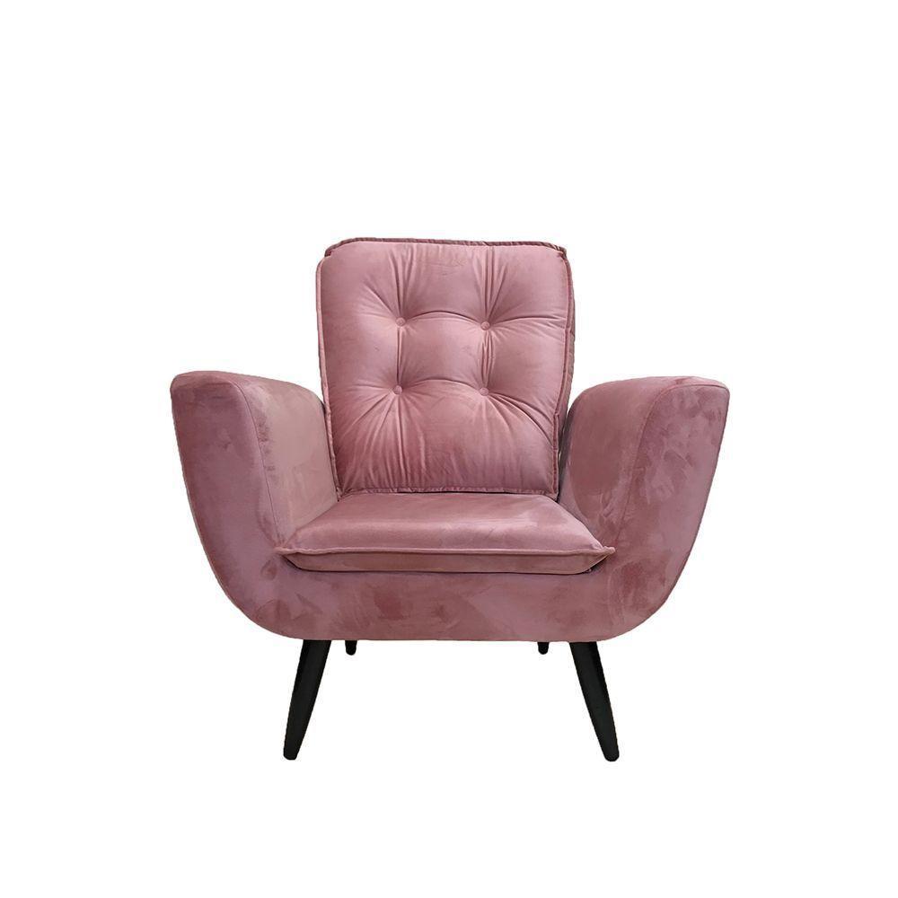 Poltrona Saturno Para Sala De Estar Quarto Escritório Tecido Suede - Rosa - Cor: Rosa - 5
