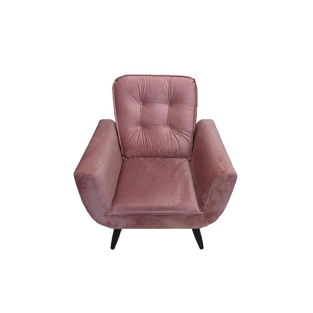 Poltrona Saturno Para Sala De Estar Quarto Escritório Tecido Suede - Rosa - Cor: Rosa - 6