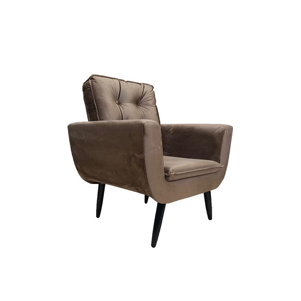Poltrona Saturno Para Sala De Estar Quarto Escritório Tecido Suede - Marrom - Cor: Marrom - 1