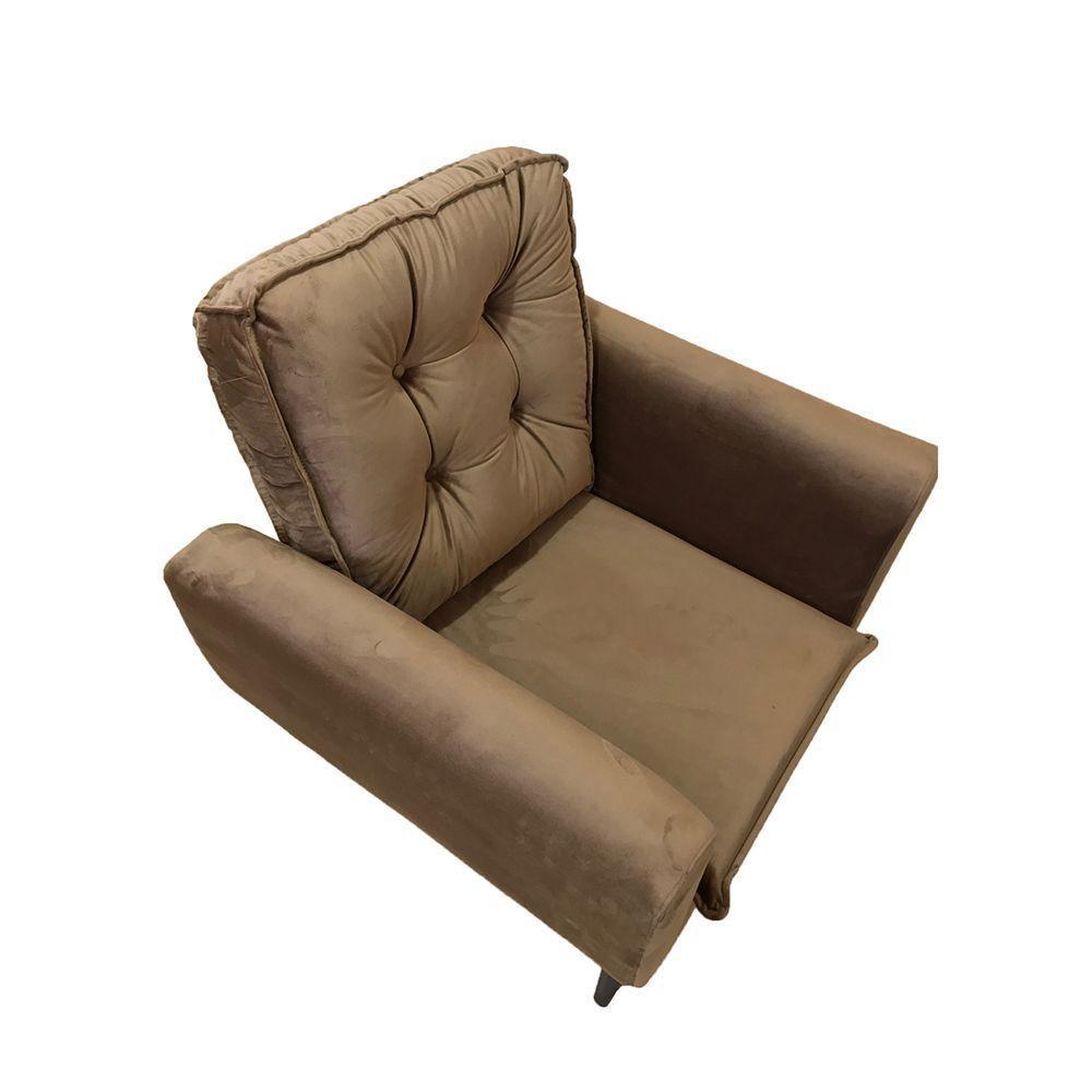 Poltrona Saturno Para Sala De Estar Quarto Escritório Tecido Suede - Marrom - Cor: Marrom - 4