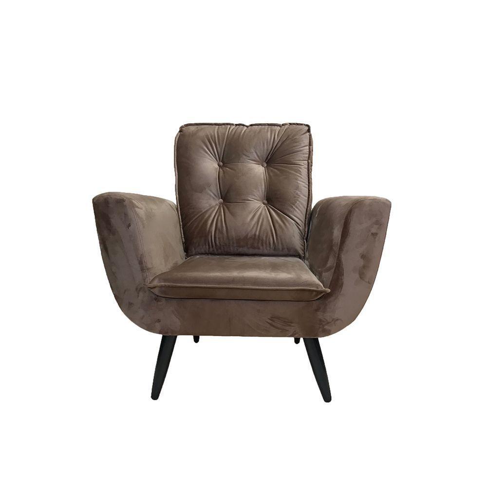 Poltrona Saturno Para Sala De Estar Quarto Escritório Tecido Suede - Marrom - Cor: Marrom - 5