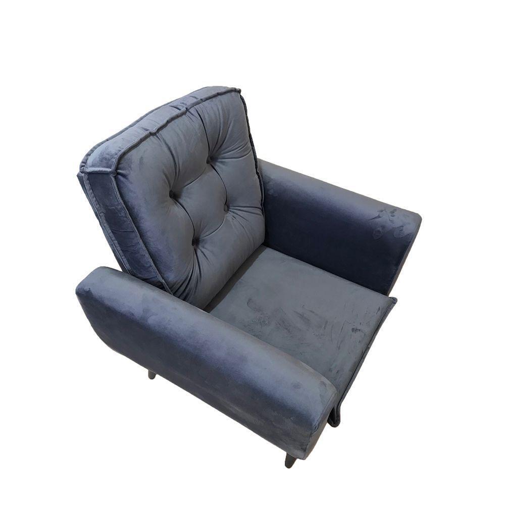 Poltrona Saturno Para Sala De Estar Quarto Escritório Tecido Suede - Azul - Cor: Azul - 2