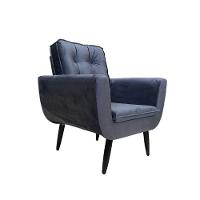 Poltrona Saturno Para Sala De Estar Quarto Escritório Tecido Suede - Azul - Cor: Azul - 1