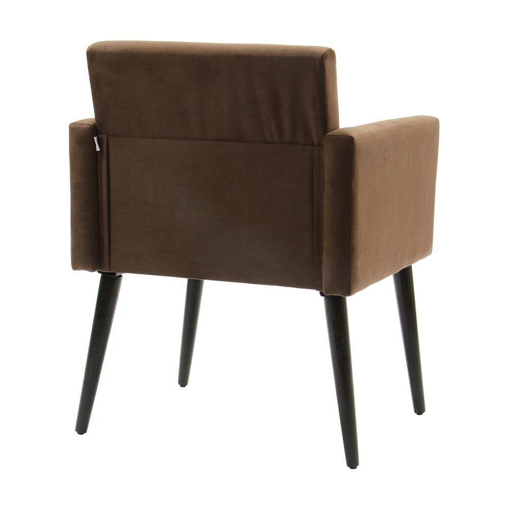 Poltrona Retrô Luca Em Tecido Suede Pés Palito Madeira - Marrom - Cor: Marrom - 3