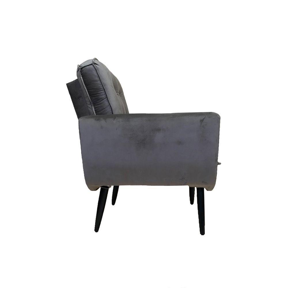 Poltrona Saturno Para Sala De Estar Quarto Escritório Tecido Suede - Cinza - Cor: Cinza - 4