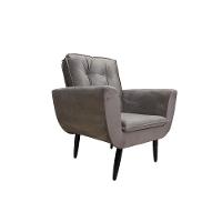 Poltrona Saturno Para Sala De Estar Quarto Escritório Tecido Suede - Cinza - Cor: Cinza - 1