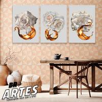Quadro Trio Flores Ouro -- Br Artes - 1