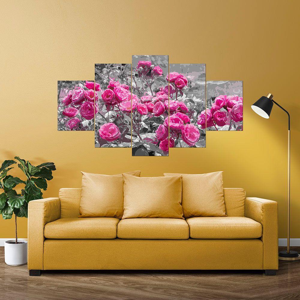 Kit 5 Placa Quadro Flores Vermelha Titulos Rosas Rosadas - 6