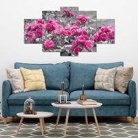 Kit 5 Placa Quadro Flores Vermelha Titulos Rosas Rosadas - 5