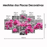 Kit 5 Placa Quadro Flores Vermelha Titulos Rosas Rosadas - 10
