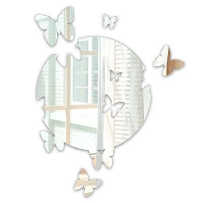 Arte Círculo Com Borboleta Espelhado 50cmx64cm - Cria Arte Laser Prata