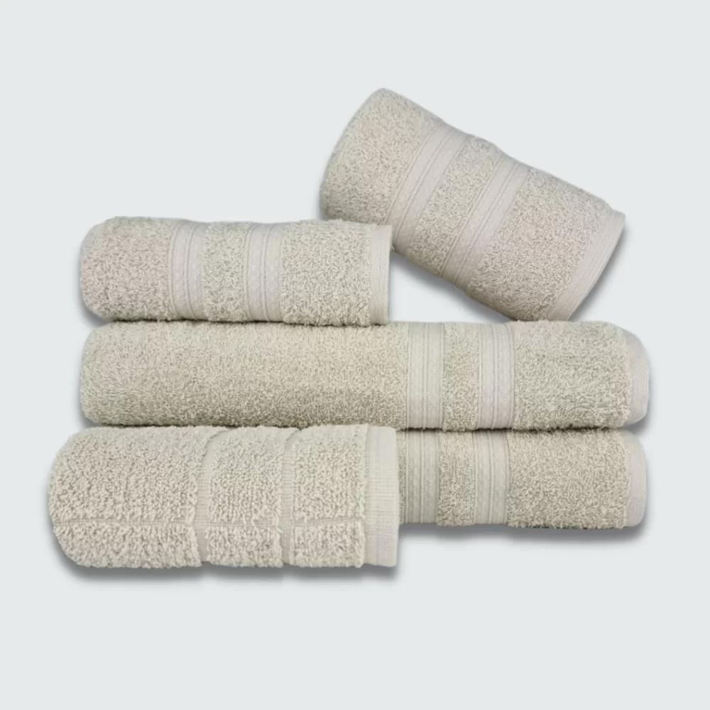 Jogo De Toalha 5 Pçs Gigante Felpuda Lisboa Bege - 1