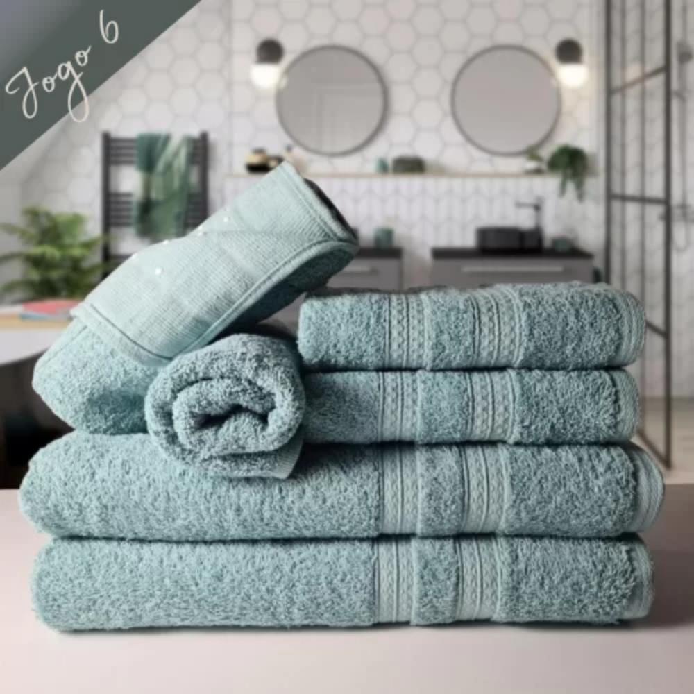Jogo De Toalha 6 Pçs Gigante Felpuda Lisboa Verde Aqua - 6
