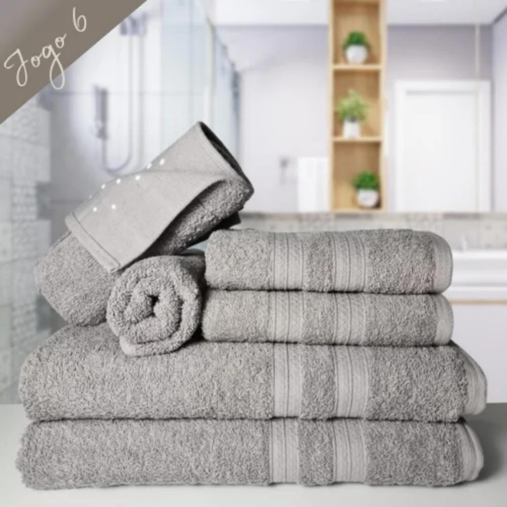 Jogo De Toalha 6 Pçs Gigante Felpuda Lisboa Cinza - 5