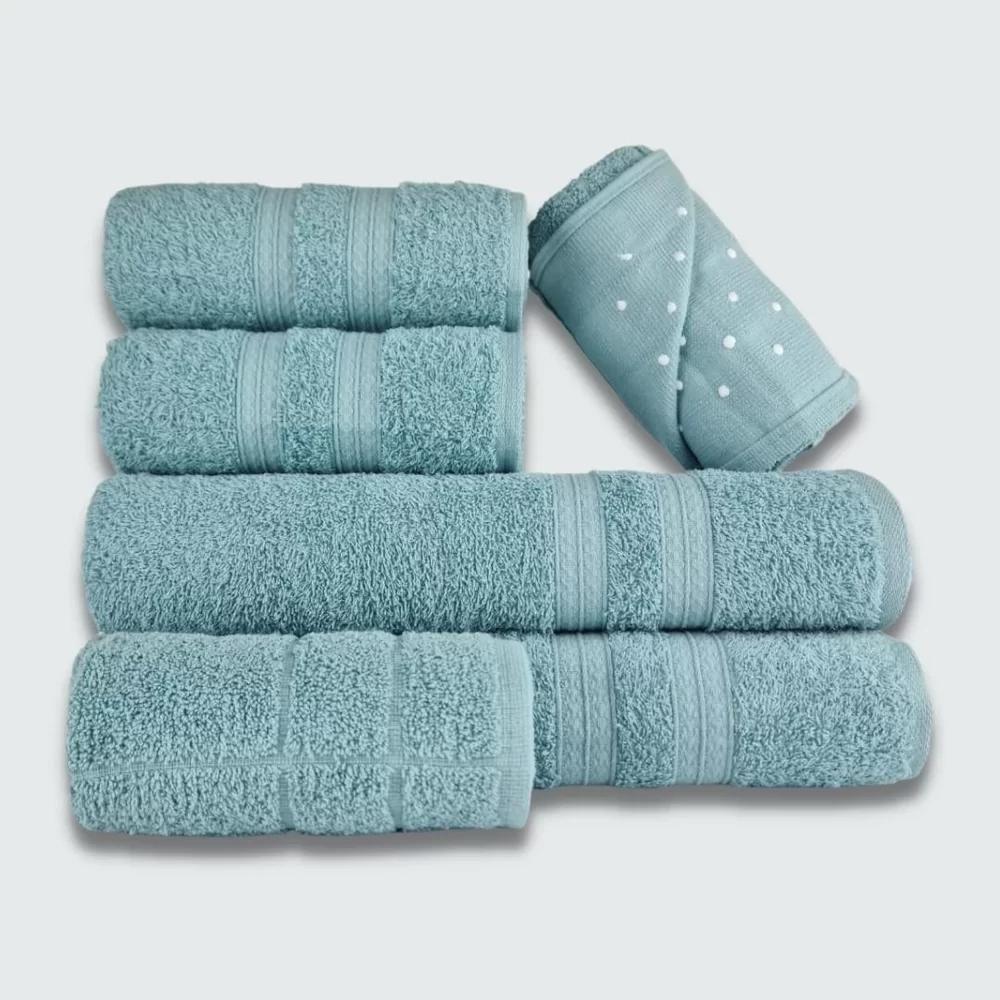 Jogo De Toalha 6 Pçs Gigante Felpuda Lisboa Verde Aqua - 1